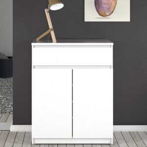 Nakou High Gloss Sideboard With 2 Doors 1 Drawer In White