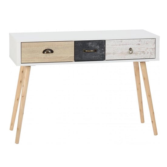 Noein Wooden Console Table In White And Distressed Effect