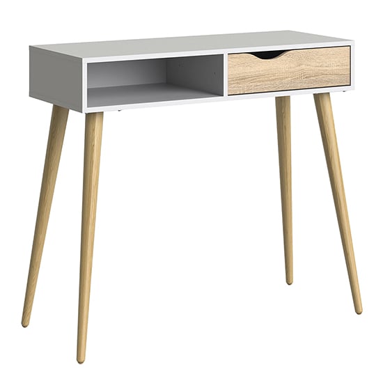 Oklo Wooden Console Table With 1 Drawer In White And Oak