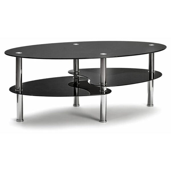 Sunbury Glass Coffee Table In Black And Chrome